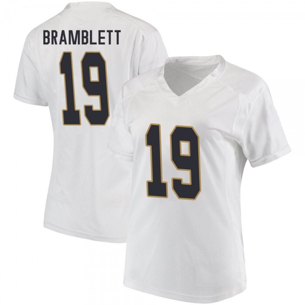 Jay Bramblett Notre Dame Fighting Irish NCAA Women's #19 White Game College Stitched Football Jersey YET6555PN